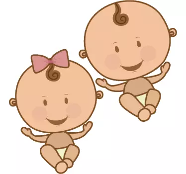 T-shirt de bebé de gémeos de desenho animado - TenStickers