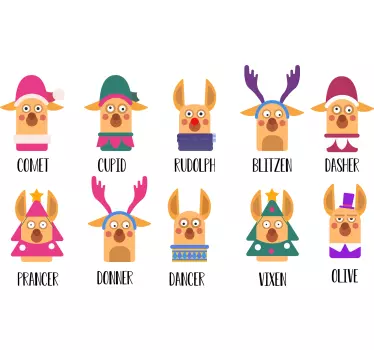 T-shirt pais e filhos personagens renas - TenStickers