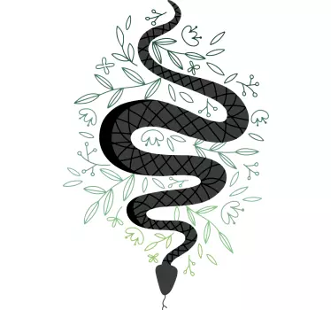 T-shirt camiseta cobra e folhas - TenStickers