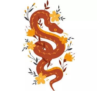 Cobra laranja com t-shirt de flores silvestres - TenStickers