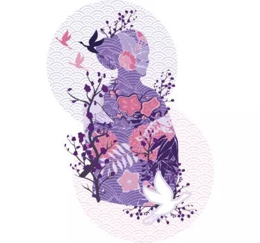 T-shirt mães e filhas silhueta floral charmosa - TenStickers