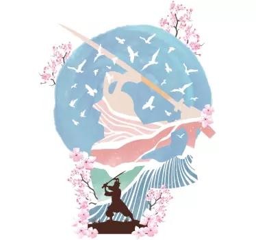 T-shirt bebé tema samurai floral encantador - TenStickers
