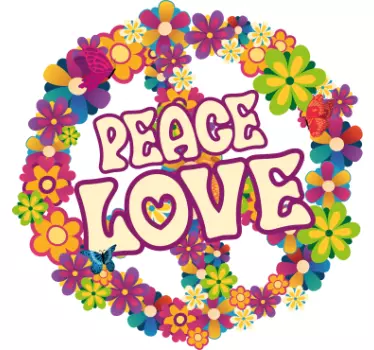 Paz amor e t-shirt das borboletas - TenStickers