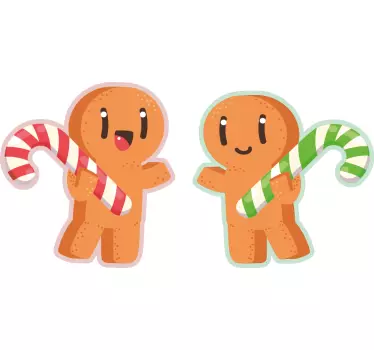 Dançando gingerman com bastão de doces t-shirtsde natal - TenStickers