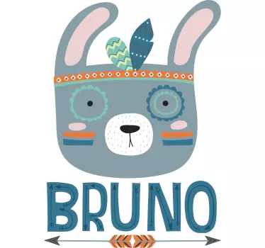 Coelho nórdico azul com t-shirts personalizadas com o nome - TenStickers