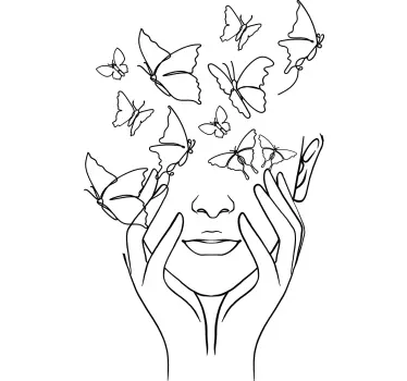 Desenho de linha t-shirt com rosto de borboleta - TenStickers
