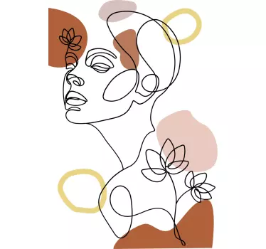 T-shirt de uma linha com arte abstrata de rosto - TenStickers