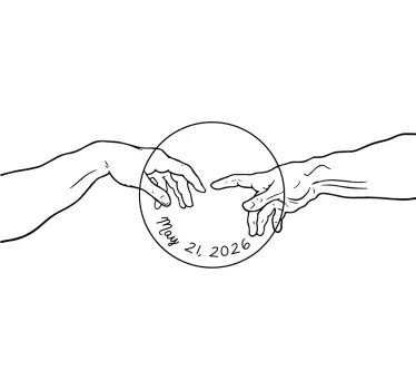 Tocando as mãos linha arte casal camisetas - TenStickers