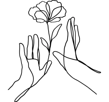 T-shirt de arte com linha de flores à mão - TenStickers