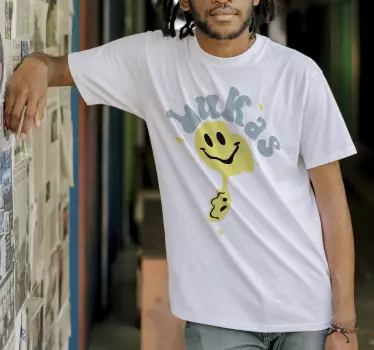T-shirt personalzável smiley amarelo feliz - TenStickers