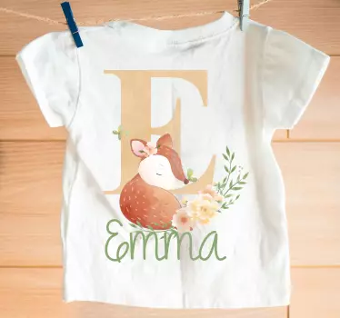 Animais fofos cervos com t-shirt de bebê com nome - TenStickers