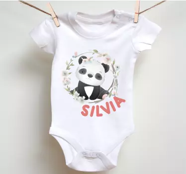 Animais fofos panda com t-shirt de bebê com nome - TenStickers