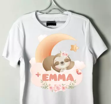 Animais fofos preguiça com t-shirt de bebê com nome - TenStickers