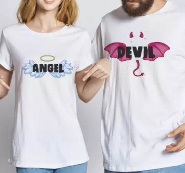 Camisas combinando anjo e demônio para casais - TenStickers