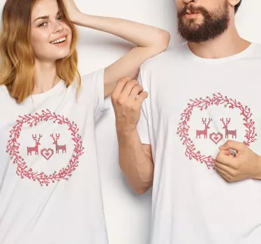 Camisas de ponto cruz com correspondência de coração para casais - TenStickers
