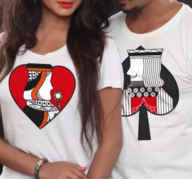 Cartas rei e rainha combinando camisas para casais - TenStickers