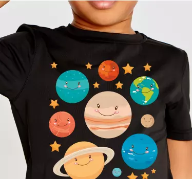 Cartoon smiley planetas criança camisa - TenStickers