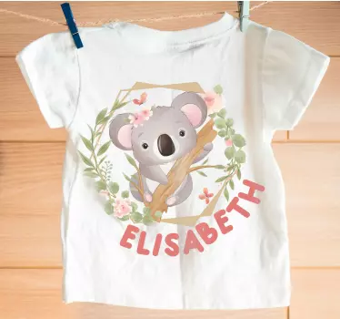 Coala de animais fofos com t-shirt de bebê com nome - TenStickers