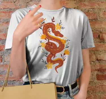Cobra laranja com t-shirt de flores silvestres - TenStickers