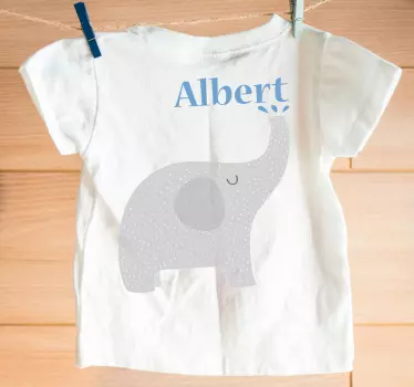 Elefante de desenho animado com t-shirt de bebê com nome - TenStickers