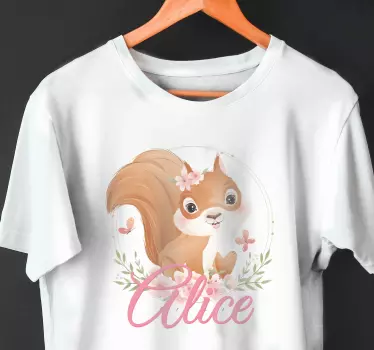 Esquilo fofo para menina com t-shirt de bebê com nome - TenStickers