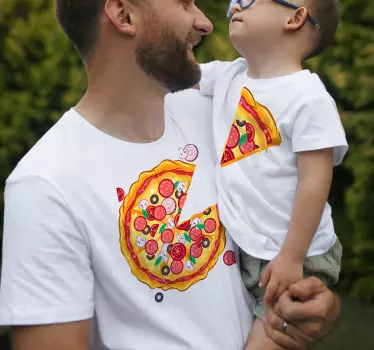 Fatia de pizza pai e filho combinando camisas - TenStickers