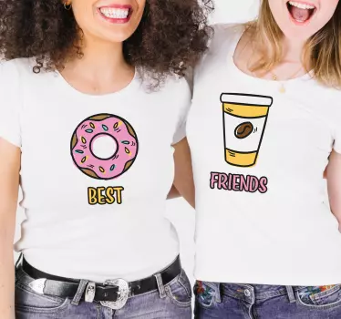 Melhores amigos donut e t-shirt de café - TenStickers