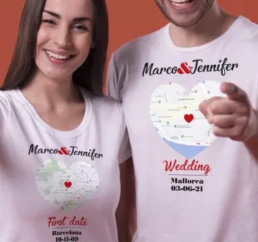Momentos especiais locais combinando camisas para casais - TenStickers