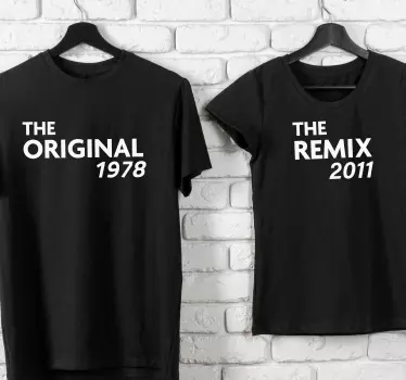 O original e o remix com camisas de pai e filho de datas - TenStickers