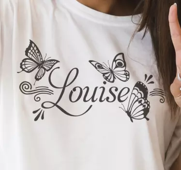 Padrão de borboletas na moda com t-shirt com nome - TenStickers