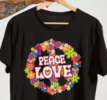 Paz amor e t-shirt das borboletas - TenStickers