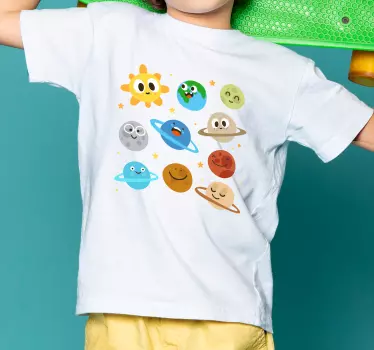 Planetas engraçados com T-shirtinfantil cara - TenStickers