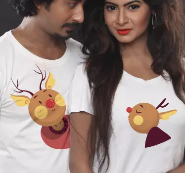 Renas fofas apaixonadas combinando camisas para casais - TenStickers