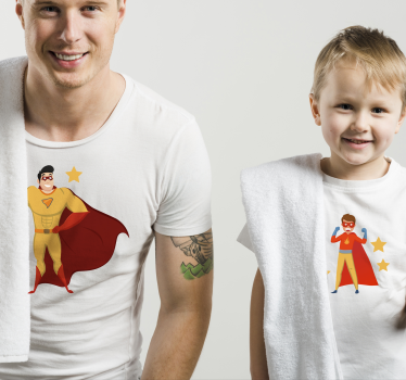 Super-heróis divertidos pai e filho combinando camisetas - TenStickers