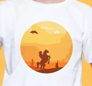 T-shirt aventura de cowboy ao pôr do sol - TenStickers