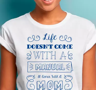 T-shirt azul caligrafia do dia das mães - TenStickers