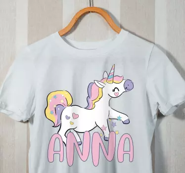 T-shirt bebé unicórnio feliz com nome - TenStickers