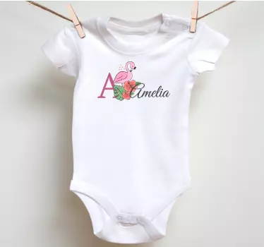 T-shirt bebé flamingo e flores - TenStickers