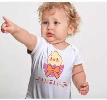 T-shirt bebé pintinho fofo com laço - TenStickers