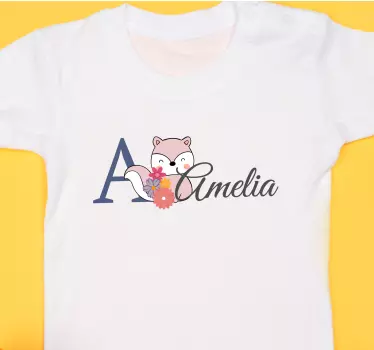 T-shirt bebé raposa floral com inicial - TenStickers