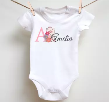 T-shirt bebé roupinha personalizada porquinho fofo - TenStickers