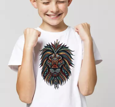 T-shirt camiseta colorida cabeça de leão - TenStickers