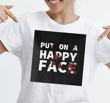 T-shirt quadrado coloque uma cara feliz - TenStickers