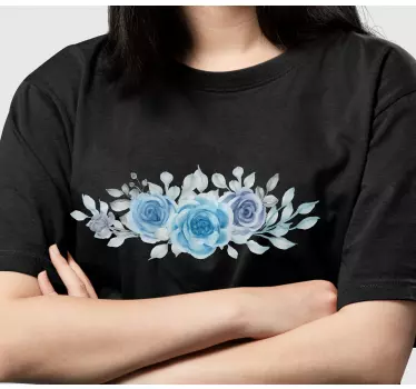 T-shirt com desenho de flor azul - TenStickers
