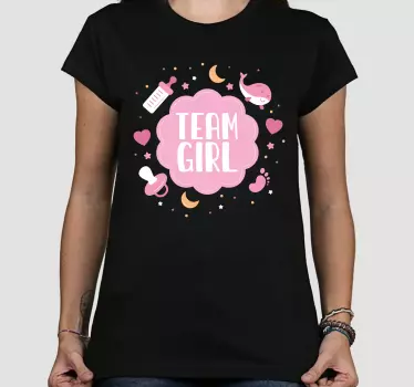T-shirt com estampa de chá de bebê para meninas da equipe - TenStickers