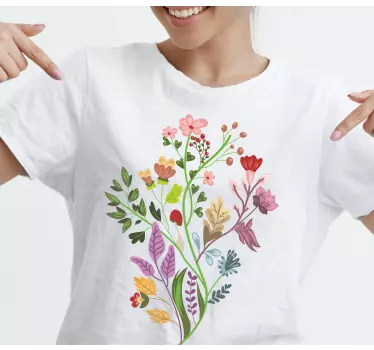 t-shirt com plantas de flores em cores diferentes - TenStickers