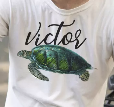 T-shirt com tartaruga marinha com nome personalizado - TenStickers