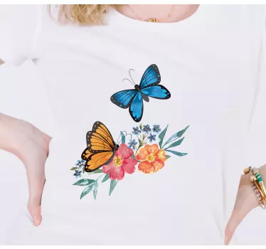 T-shirt crianças borboletas coloridas florais - TenStickers