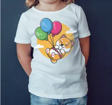 T-shirt crianças cachorrinho fofo com balões - TenStickers