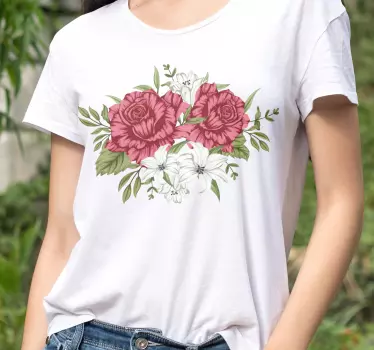 T-shirt crianças com acento floral de rosa - TenStickers